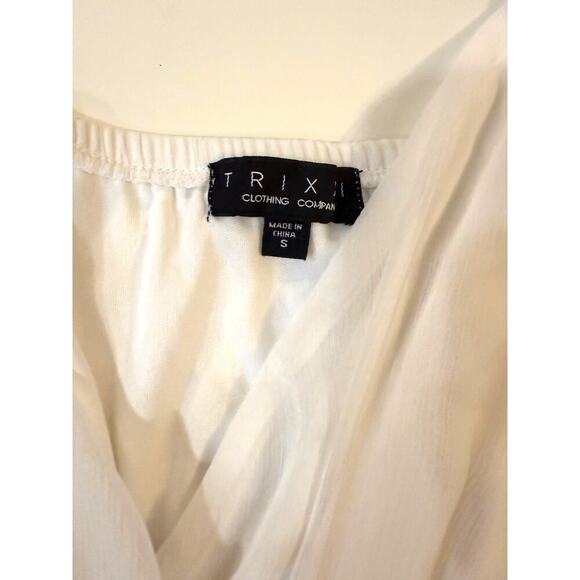 Trixxi White Chiffon Wrap Blouse Top Women’s Small S Flutter Sleeve Sheer Boho - Picture 2 of 6